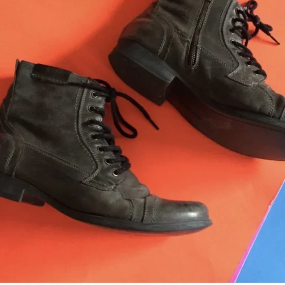 Steve Madden M-BAILLO Mens 8 Black Cap Toe Lace Up Ankle Boot Side Zip Lug Sole Madden Men main image 2